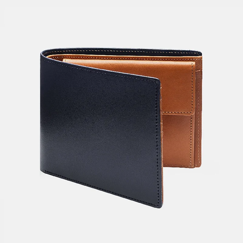 Men's Wallet ANTORINI in Black and Cognac, 4cc With Coin Pocket