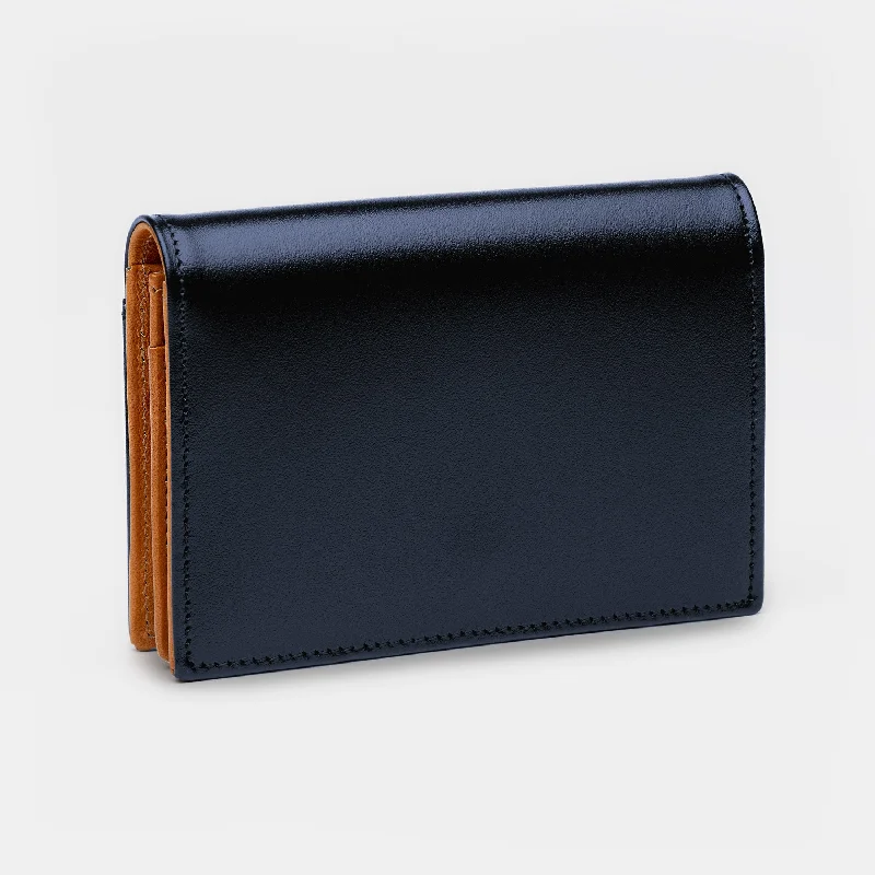 Credit and Business Card Holder in Navy and Cognac