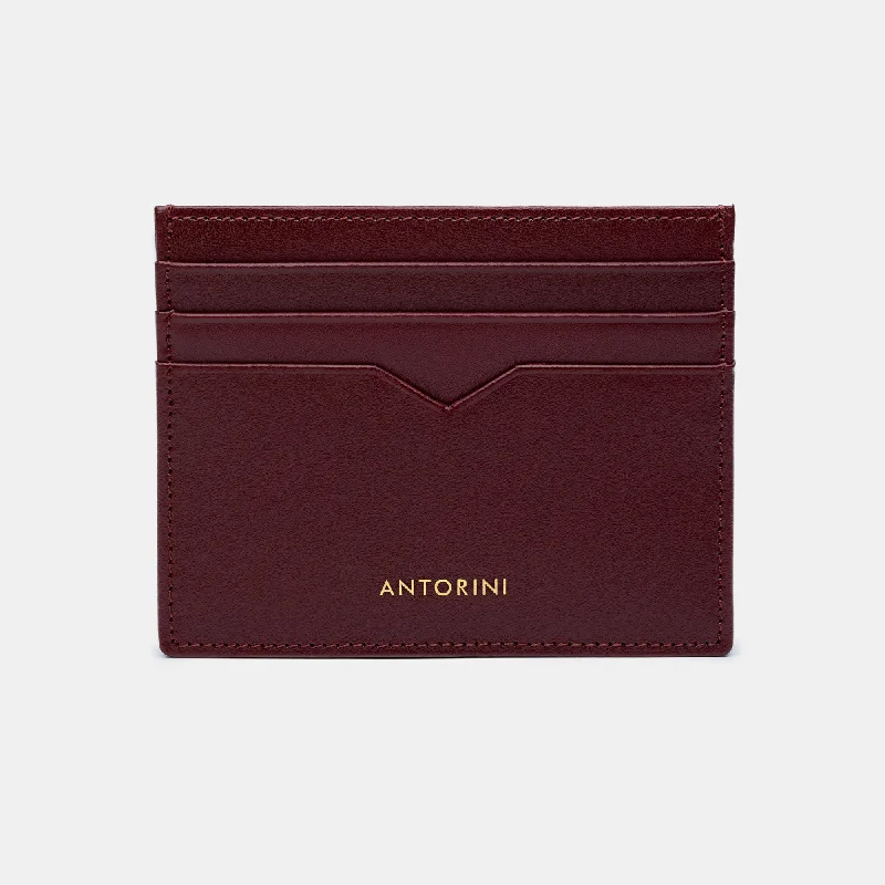 Leather Card Wallet in Burgundy