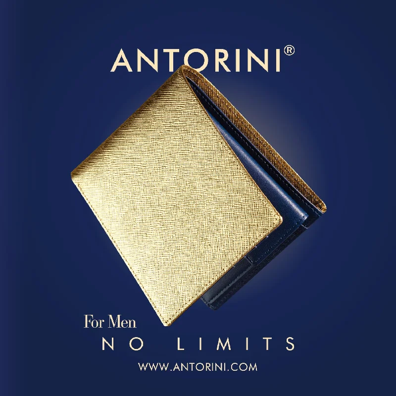 Men's Wallet 4cc with Coin Case ANTORINI No Limits, Gold & Blue, Limited-edition, Pre-order