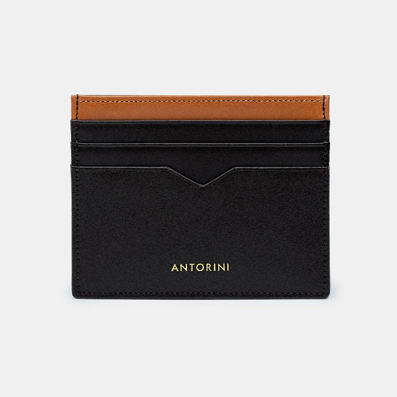 Slim Card Holder in Dark Brown and Cognac