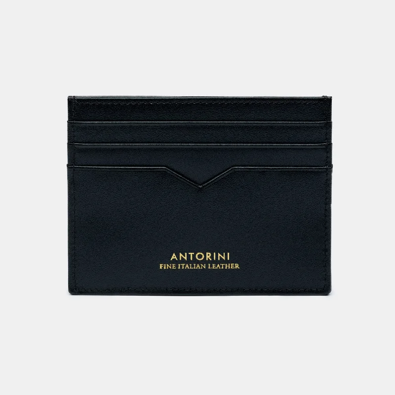 Leather Slim Card Wallet in Black