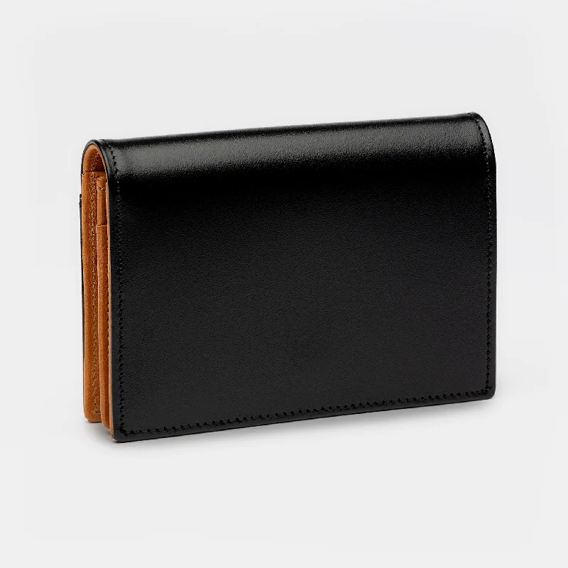 Credit and Business Card Holder in Black and Cognac