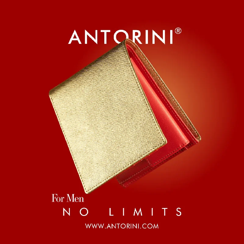 Men's Wallet 4cc with Coin Case ANTORINI No Limits, Gold & Red, Limited Edition, Pre-order