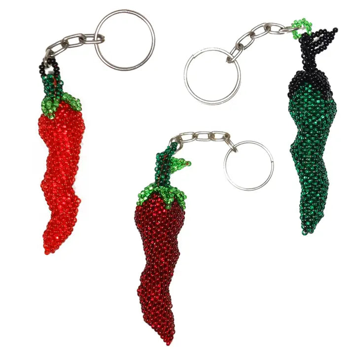 Hanging toiletry bags with multiple compartments for bathroom essentialsBeaded Chile Keychain Red, Green Glass Beads- Assorted