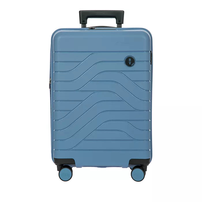 Lightweight luggage tags with personalized names and contact info for easy identificationBric's B Y Ulisse Expandable Spinner - 21" Blue Grey