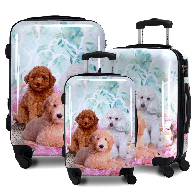 Hanging toiletry bags with multiple compartments for bathroom essentialsChariot Travelware 3-Piece Set Garden Poodle Luggage