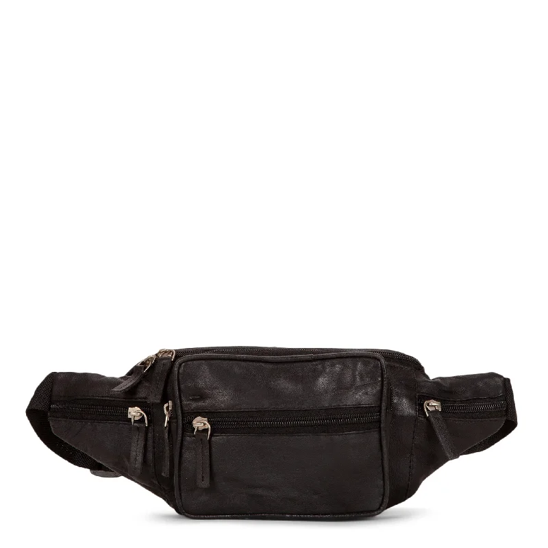 Luggage straps with buckle closures to secure overstuffed bagsLeather Multi-Zip Fanny Pack