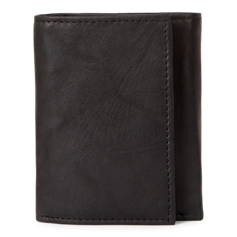 Travel document holders with multiple slots for passports and ticketsLeather RFID Trifold Wallet with centre wing