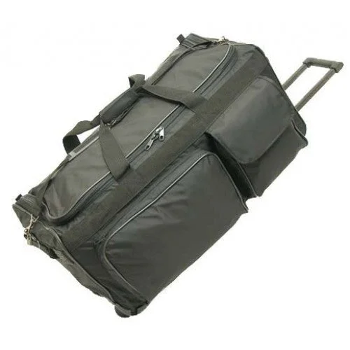 Leather luggage handles for a comfortable and stylish gripNetpack 40" Black Ballistic Nylon Wheeled Duffle Bag 5140