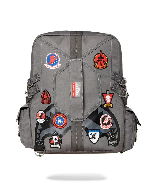 Waterproof luggage covers for protection against rain on outdoor tripsSprayground DLXSV Backpack (Top Gun Patches)