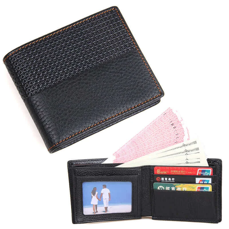 Eco-friendly money clips made from sustainable materialsMen's Black Genuine Leather Wallet NZ with Embossed Pattern