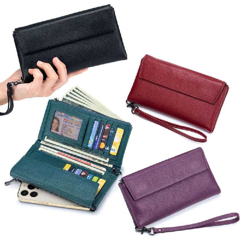 Money clips for holding large amounts of cashPremium Soft Leather Envelope Clutch Long Wallet | Elegant and Spacious