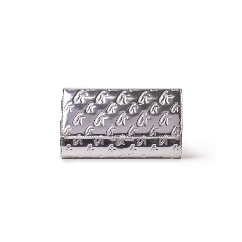 Vintage-style money clips for collectorsGLAM-AHOLIC MONOGRAM TRAVEL WALLET METALLIC SILVER