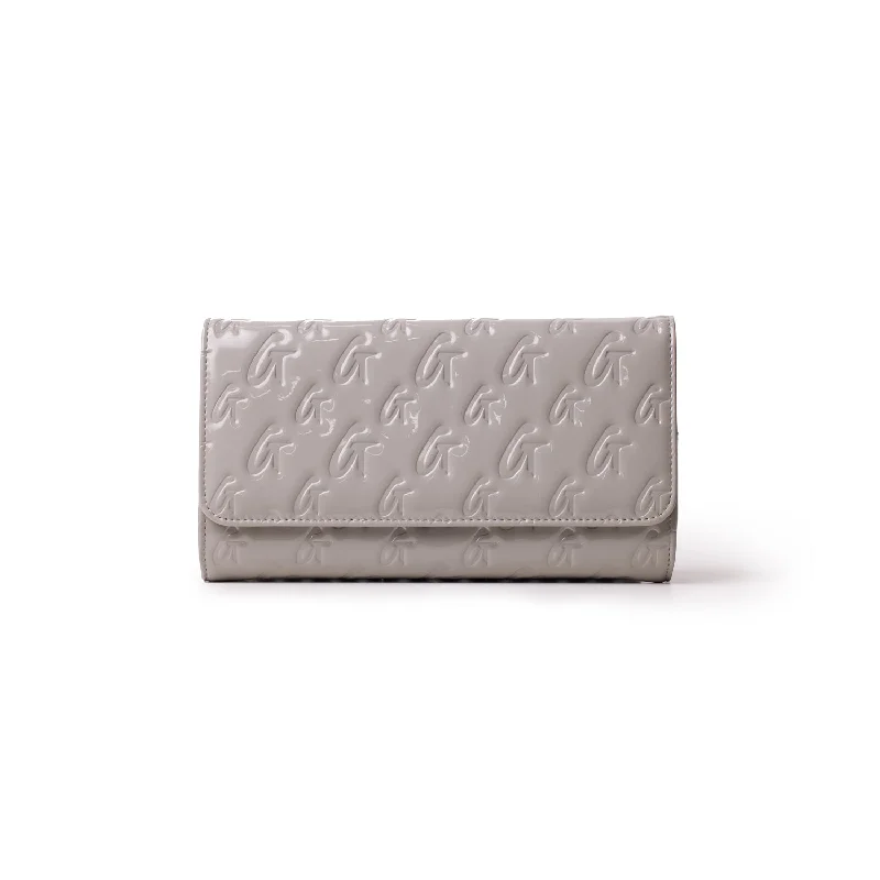 Money clips for women with sleek designsGLAM-AHOLIC MONOGRAM TRAVEL WALLET MIRROR GRAY