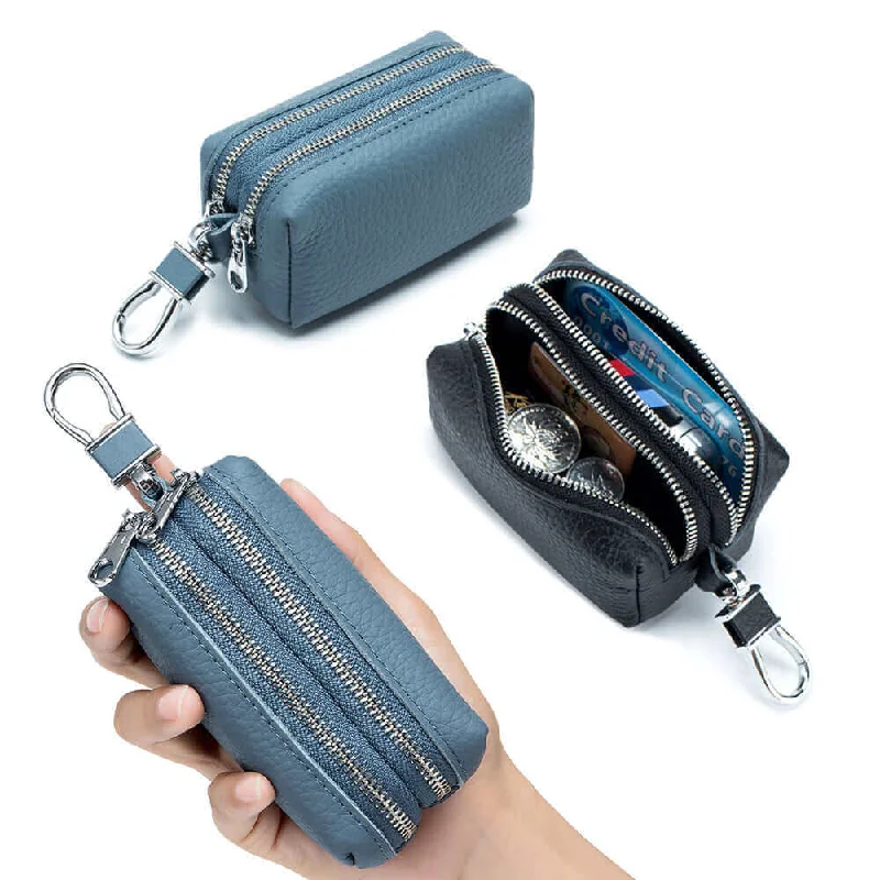 Money clips with built-in bottle openersMultifunctional Leather Double Zipper Coin Wallet and Key Case