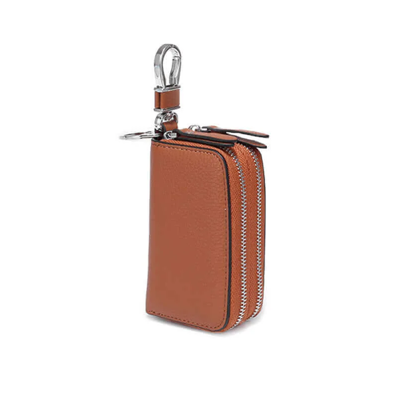 Money clips vs traditional walletsLeather Double Zipper Key Case