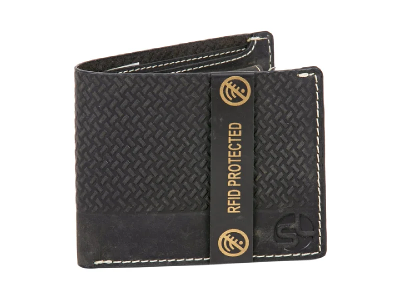 Luxury leather money clips with card slotsMENS LEATHER WALLET (RFID) 991736 (BLACK)