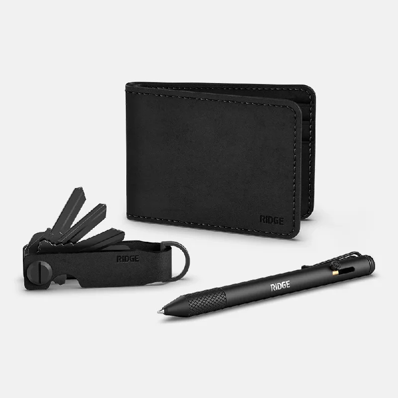 Slim money clips for minimalist walletsDaily Writer Kit - Billfold - Midnight Black Leather