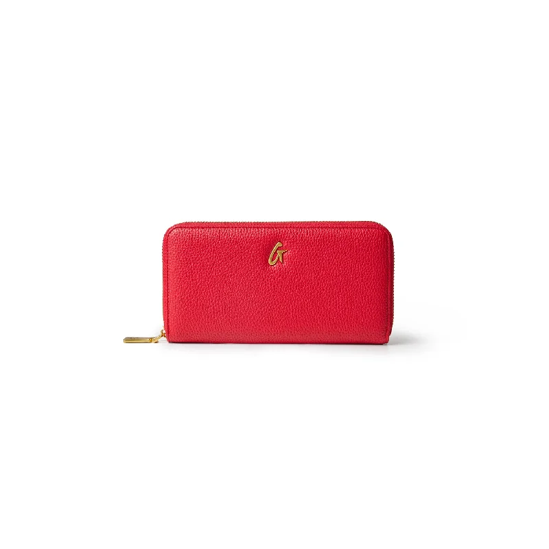 Luxury leather money clips with card slotsPEBBLE STANDARD WALLET RED