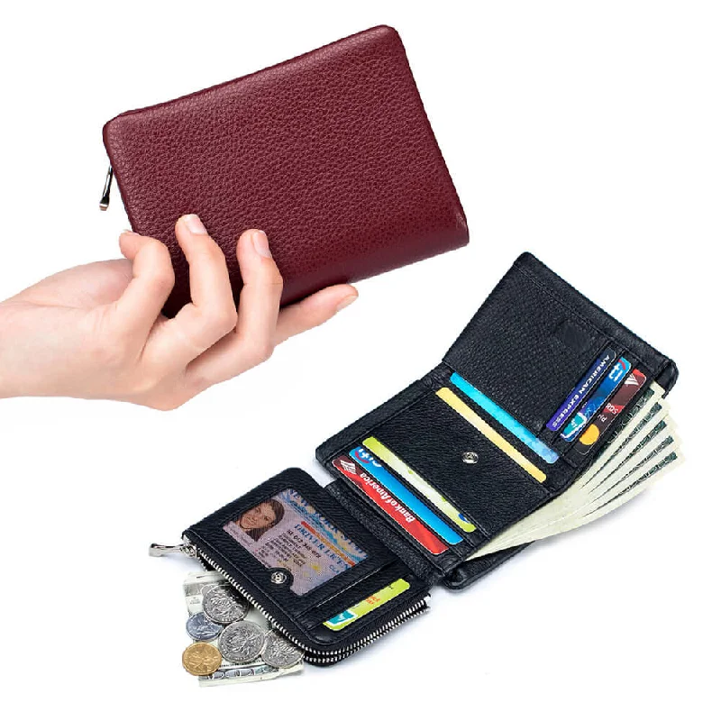 Best money clips for cash and cardsShort Women's Genuine Leather Trifold Wallet - Small Yet Spacious