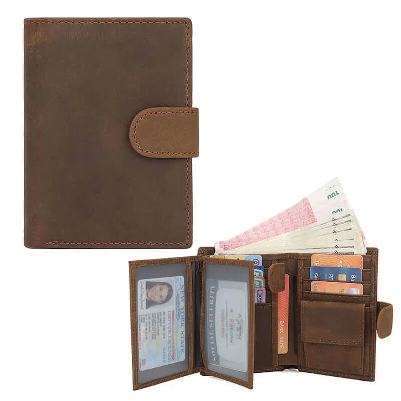 Money clips with magnetic closureVintage Brown Men's Leather RFID Tri-fold Wallet NZ