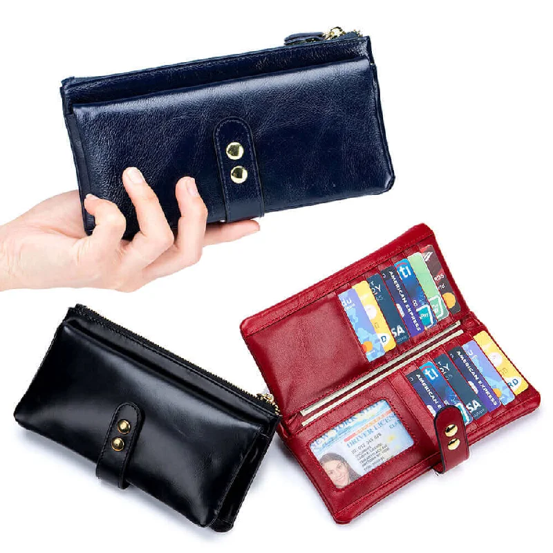 Custom money clips for corporate giftsVintage Oil Wax Leather Long Wallet - Women's Wallets NZ