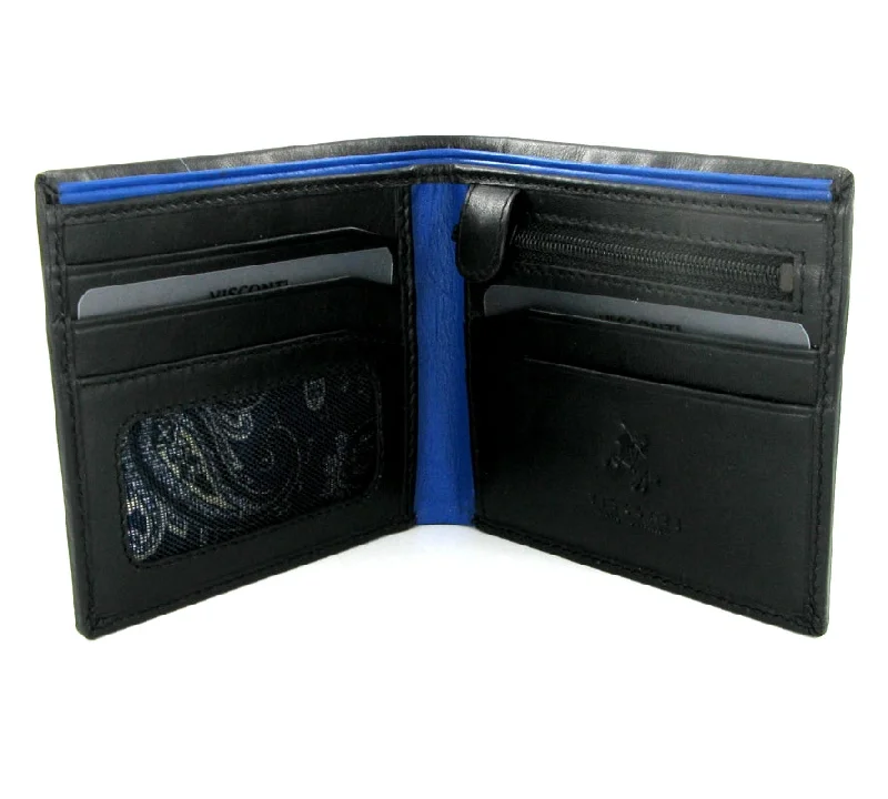 Slim money clips for minimalist walletsVisconti Parma PM101 Pablo Black'n'Blue Soft Leather Wallet