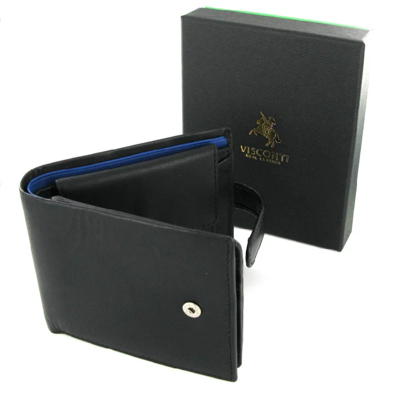 Elegant money clips for weddingsVisconti Parma PM102 Black'n'Blue Soft Leather Wallet