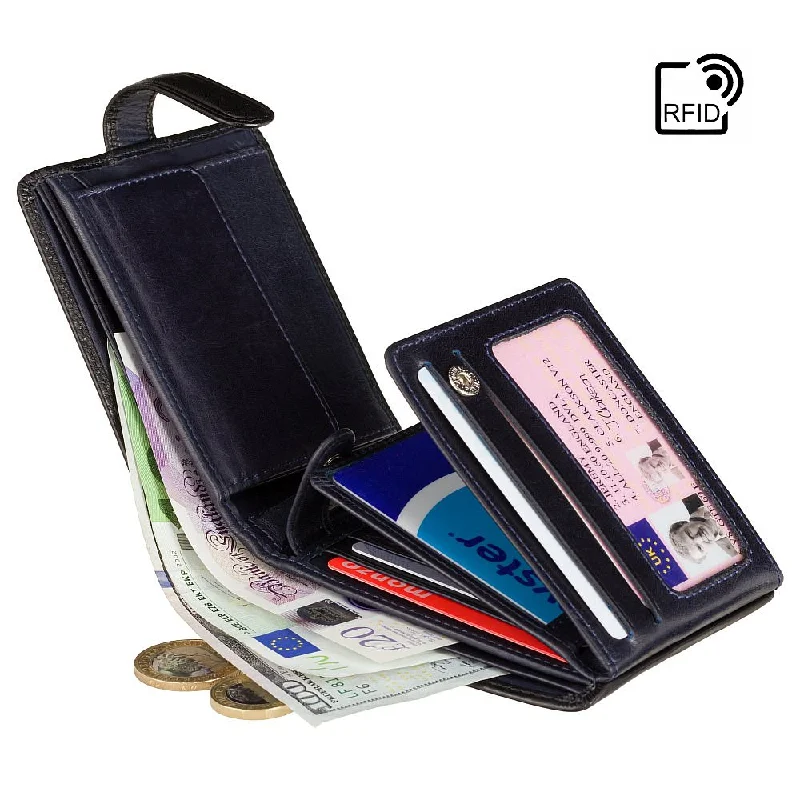 Eco-friendly money clips made from sustainable materialsFree Engraving - Visconti Torino TR35 Luxury Black & Blue RFID Leather Wallet