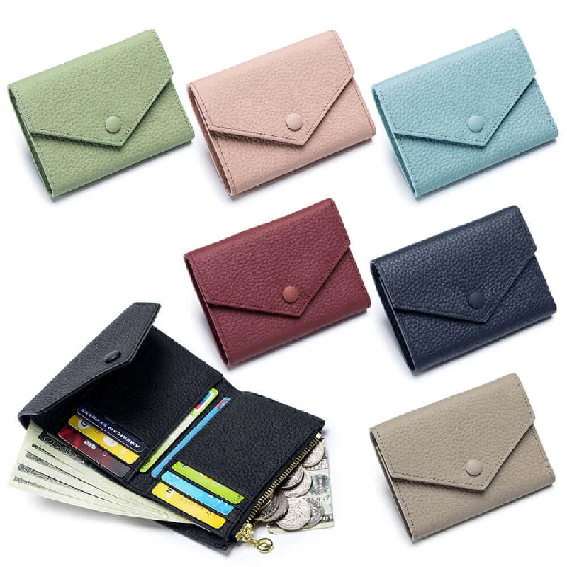 Money clips with magnetic closureWomen's Leather Trifold Envelope Wallet - Stylish & Functional