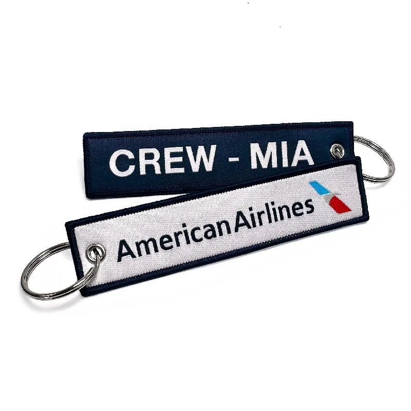 Monogrammed Leather Passport Covers & Wallets as Personalized GiftsAmerican Airlines CREW MIA Woven Keychain