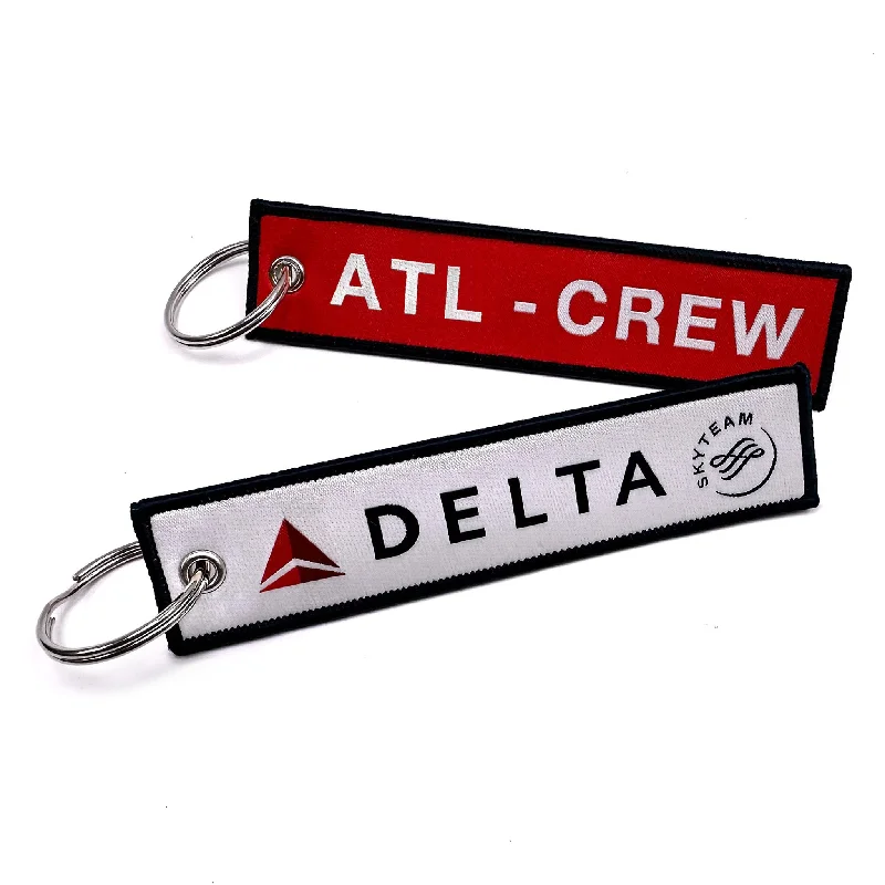 Vintage-Style Passport Covers & Wallets with Brass Hardware for Retro EnthusiastsDelta Airlines-ATL CREW Woven Keychain