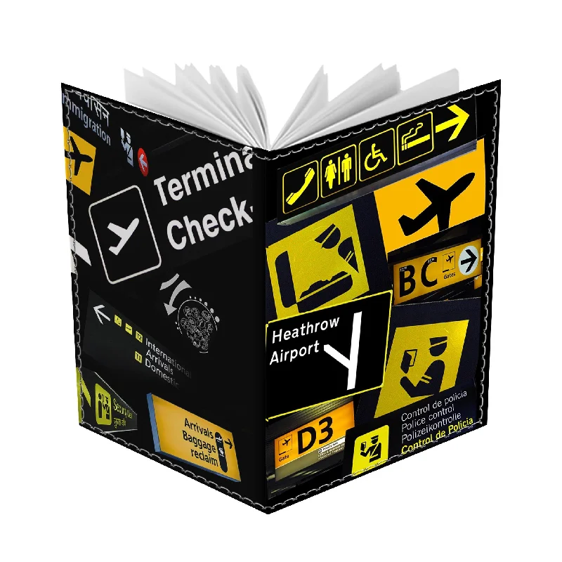 Laser-Cut Metal Passport Covers & Wallets with Geometric Designs for Tech-SavvyAirport Signage Passport Cover