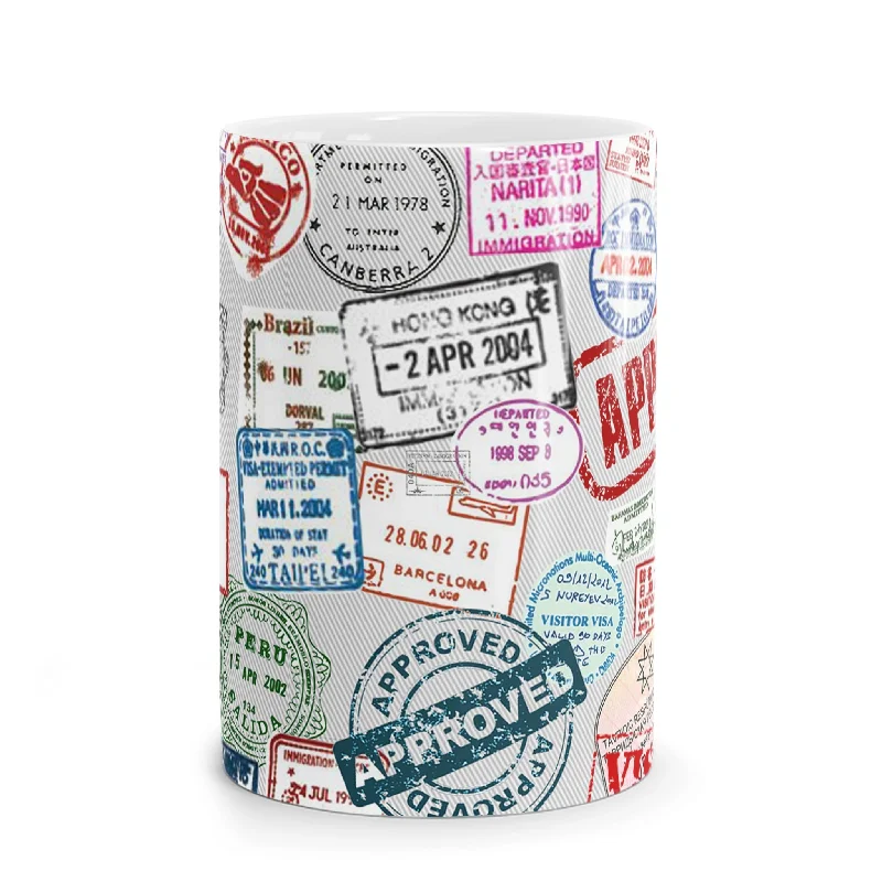 Glittery Sequined Passport Covers & Wallets for Party LoversVisa Stamps Mug