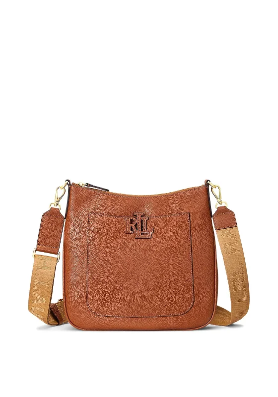 Ralph Lauren Cameryn Pebbled Leather Crossbody, Tan