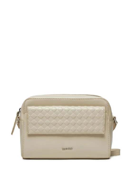 Calvin Klein Quilted Mini Camera Crossbody Bag, Ecru