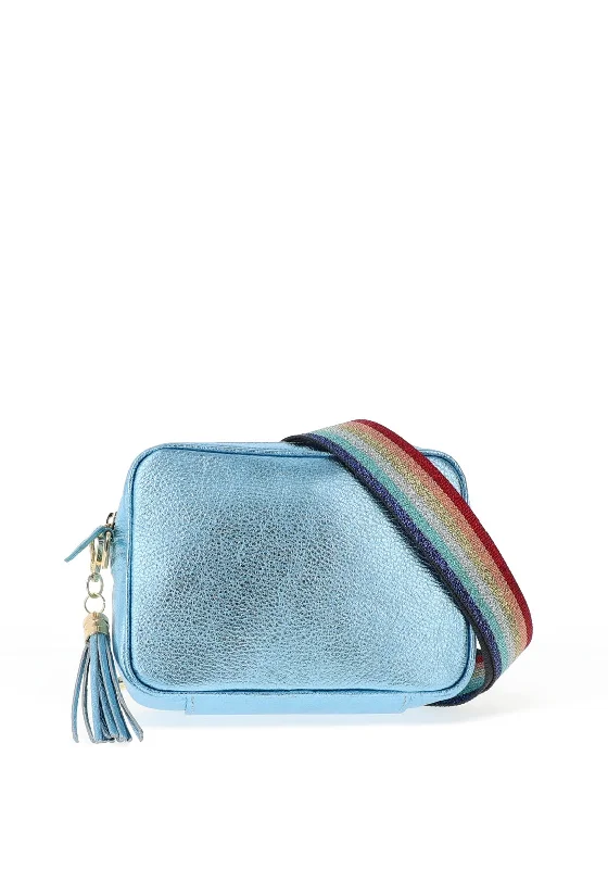 Elie Beaumont Azure Leather Metallic Crossbody Bag, Blue