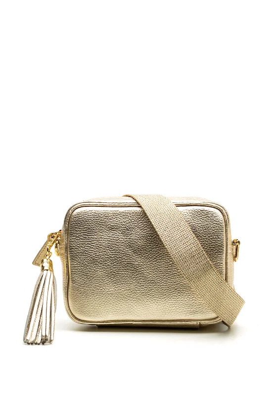 Elie Beaumont Leather Metallic Crossbody Bag, Gold