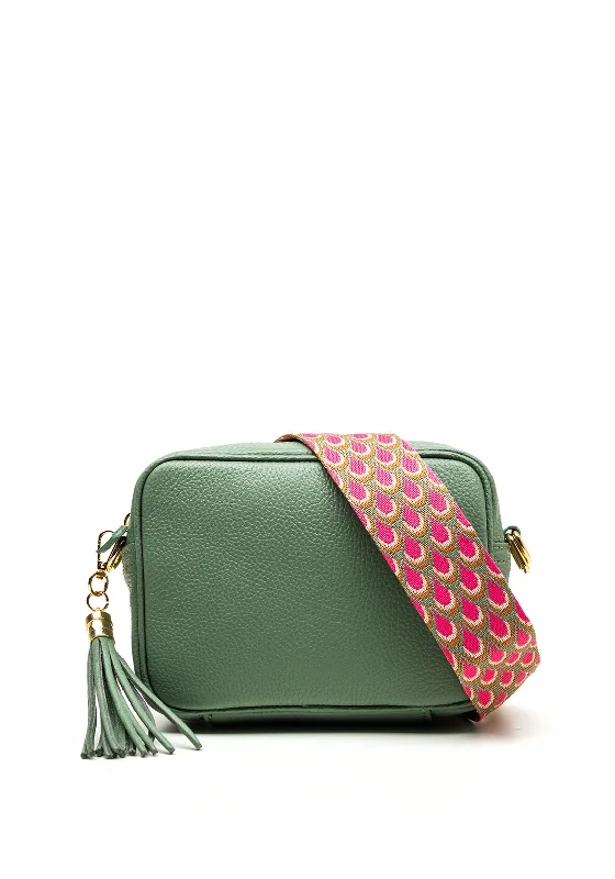 Elie Beaumont Pebbled Leather Crossbody Bag, Green