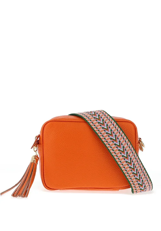 Elie Beaumont Pebbled Leather Crossbody Bag, Orange