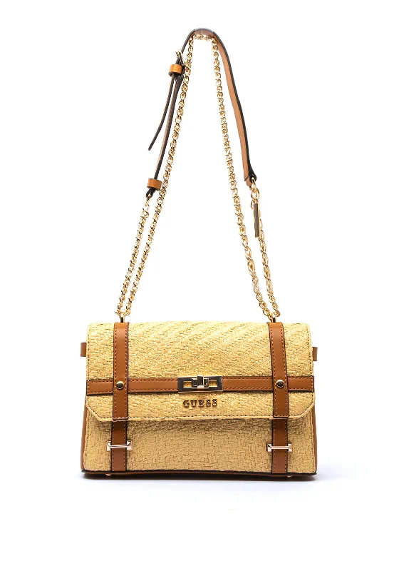 Guess Emilee Straw Detail Crossbody Bag, Natural