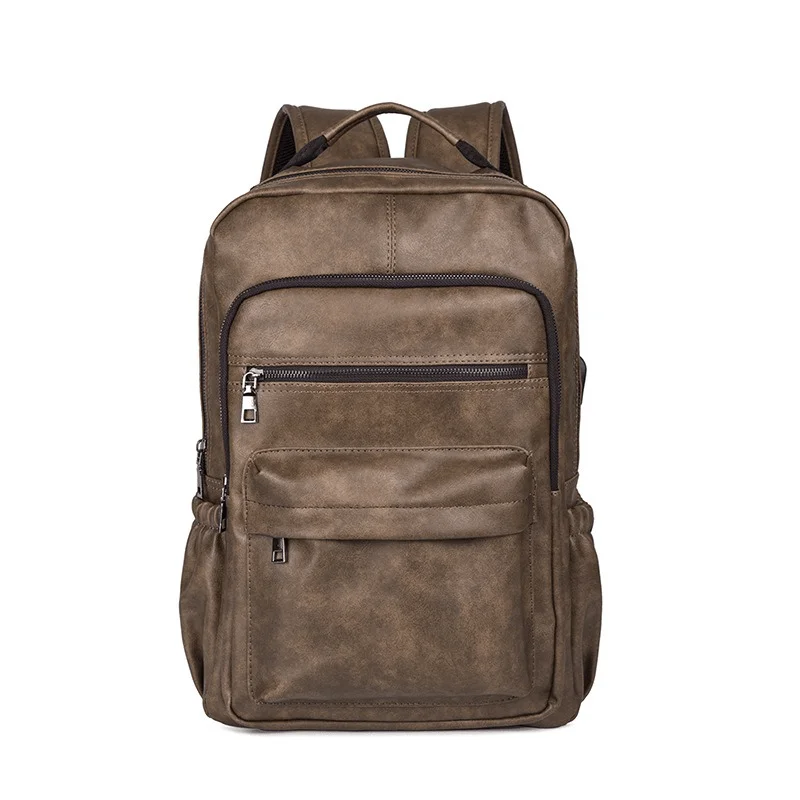 Faux Leather Laptop Bag Backpack Shoulder Bag for Men