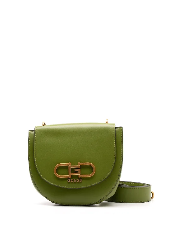 Guess Fleet Mini Crossbody Saddle Bag, Bottle Green