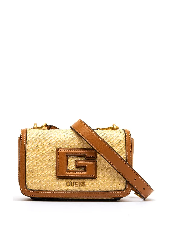 Guess G Status Straw Crossbody Bag, Cognac