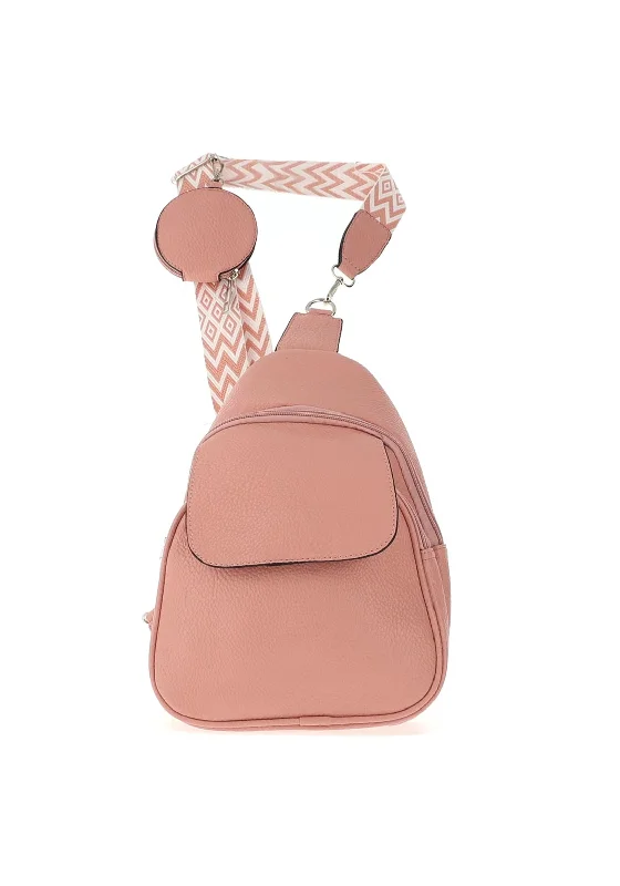 Zen Collection Pebbled Crossbody Backpack, Pink