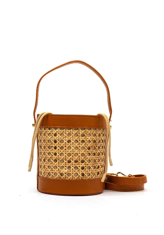 Zen Collection Wicker Cylinder Grab Bag, Brown