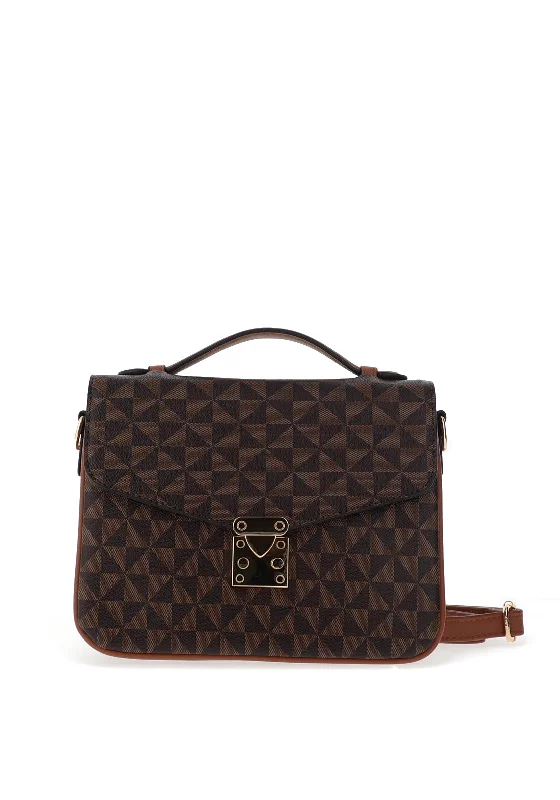 Zen Collection Geo Check Flap Over Grab Bag, Camel