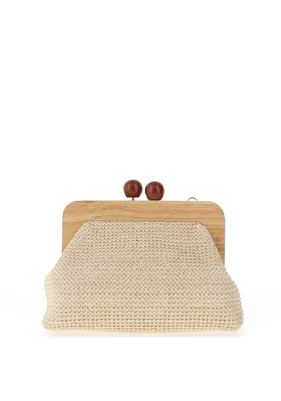 Zen Collection Woven Bead Clutch Bag, Beige