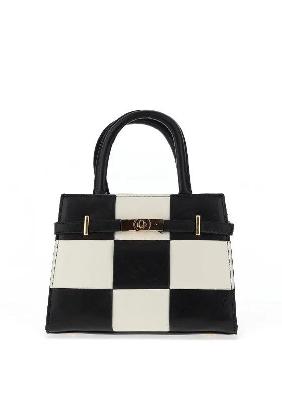 Zen Collection Check Print Grab Bag, Black & White